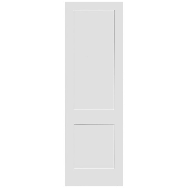 1-3/4-in. Shaker 2 Panel Primed MDF Overlay 3'0" x 8'0" Door