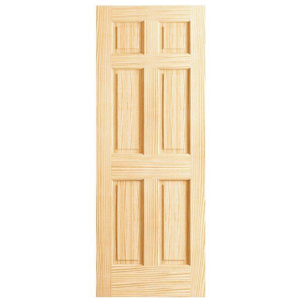 1-3/8-in. 6 Panel Vertical Grain Pine 2'4" x 6'8" Door