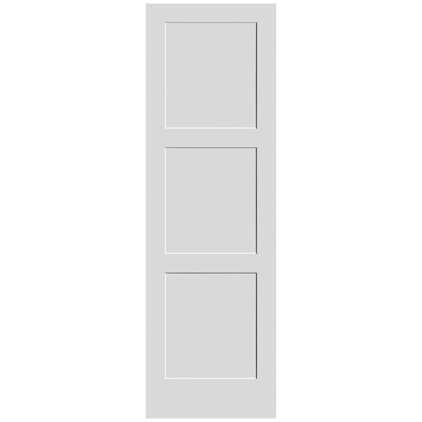 1-3/8-in. Shaker 3 Panel Primed MDF Overlay 2'0" x 8'0" Door