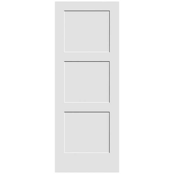 1-3/8-in. Shaker 3 Panel Primed MDF Overlay 2'6" x 6'8" Door