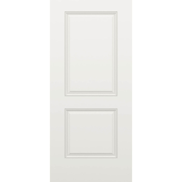 1-3/4-in. 2 Panel Sqr Top  White Fiberglass 2'8" x 6'8" Door