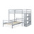 Twin Over Twin Loft Bunk Bed with Bookcase-Dark Brown