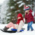 Folding Kids' Metal Snow Sled with Pull Rope Snow Slider and Leather Seat - Color: Blue