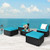 5 Pieces Patio Rattan Furniture Set with Cushioned Armless Sofa-White B593-HW66745+