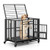 Foldable Heavy-Duty Metal Dog Cage Chew-proof Dog Crate with Lockable Universal Wheels - Color: Bla