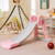 3-in-1 Folding Slide Playset with Basketball Hoop and Small Basketball-Pink - Color: Pink