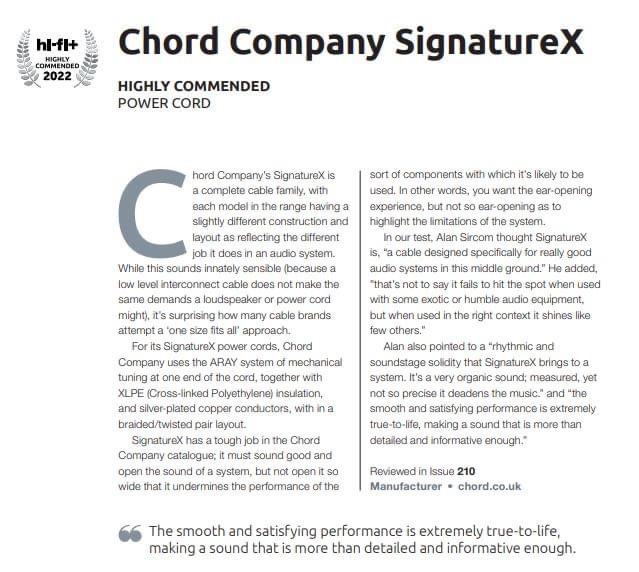 Chord Signature X Power Cable EU Schuko Plug The Listening Suite Hifi