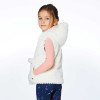 Deux Par Deux        The Cute Weasel Faux Fur Hooded Vest w/Pom Poms - Off White - size 4/5