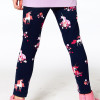 Deux Par Deux             In Love With Unicorns Floral Printed Jersey Leggings - Navy Unicorn