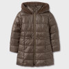 Mayoral   Hooded Long Puffer Coat w/Faux Fur Trim - Mocha