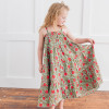 Yo Baby    Floral Garden Tiered Dress - Green