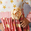 Oopsie Daisy Holiday Stars, Stripes, & Trees Rosette Dress - Pink Christmas