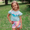 Lemon Loves Lime Narwhal Floral Tee - Pacifico - size 5