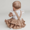 Remington Road Flutter Sleeve Onesie & Ruffled Suspender 2pc Set - Mocha