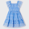 Mayoral              Eyelet Flutter Sleeve Tiered Sundress w/Bow  Accent - Blue