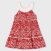 Mayoral              Geo Print 2pc Tiered Sundress & Fringe Purse Set - Red & Ivory