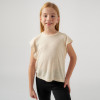 Mayoral              Flutter Beaded Sleeve Shimmer Top - Cream