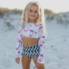 Oopsie Daisy          Flamingo 2pc Cropped Rashguard Swimsuit