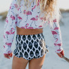 Oopsie Daisy          Flamingo 2pc Cropped Rashguard Swimsuit