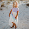 Oopsie Daisy          Hi-Lo Short-Sleeve Sundress - Lavender Pastel Rainbow