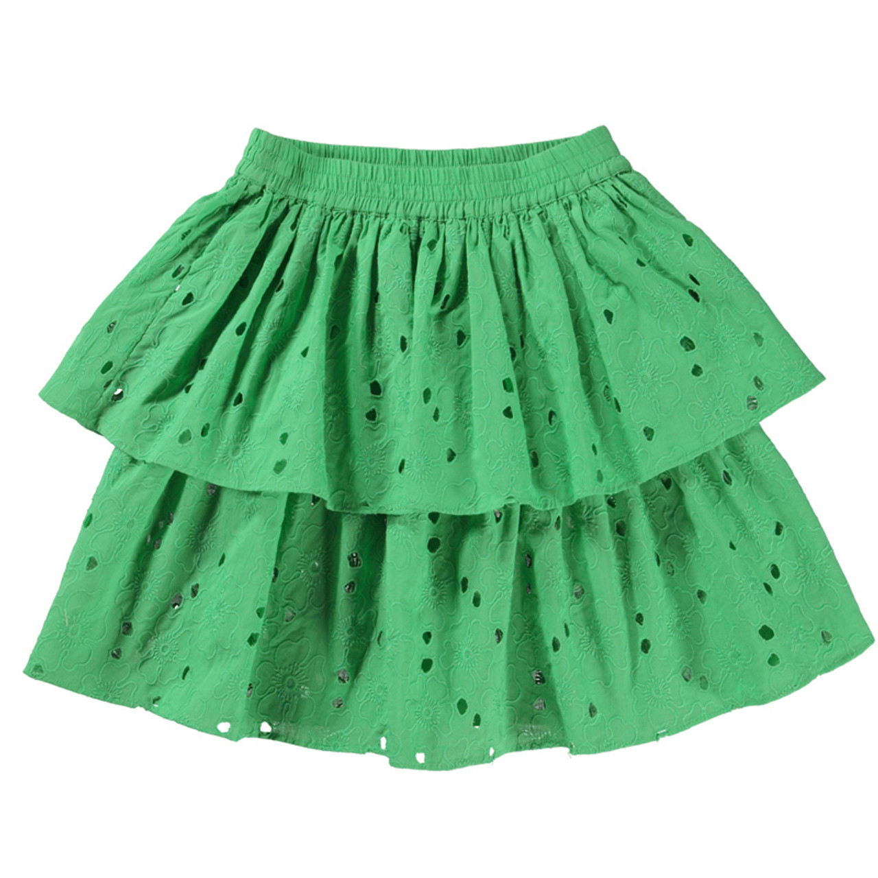 Molo Brigitte Eyelet Tiered Skirt - Fresh Green - size 11/12