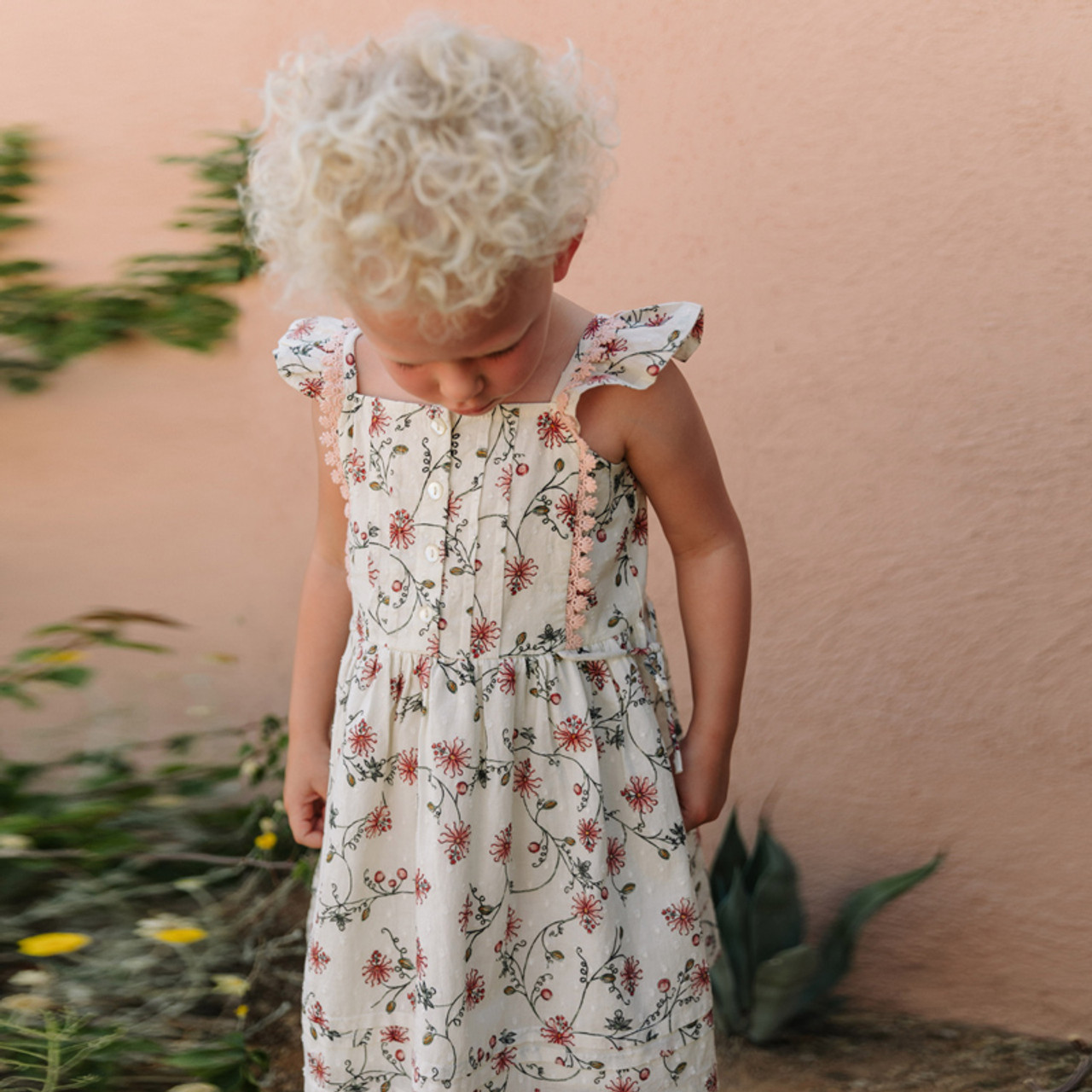 Red Baby Pinafore Dress in Organic Cotton - Qookeee