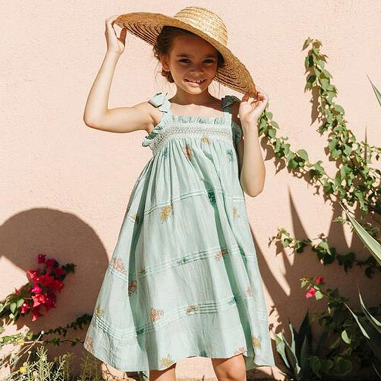 Lali Kids Desert Bloom Dahlia Dress - Minty Green Floral - size 6