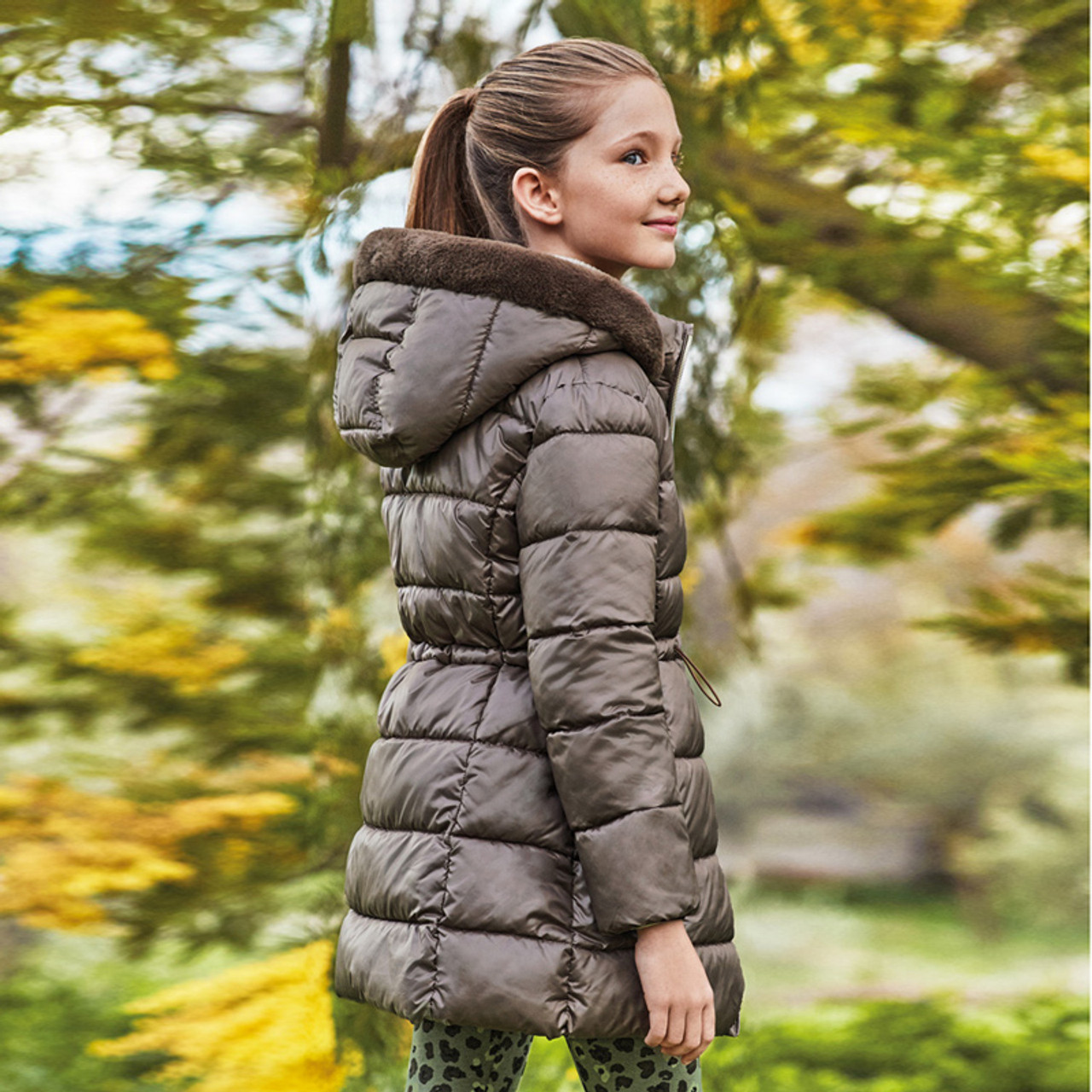 Faux fur trim hooded puffer 2024 jacket