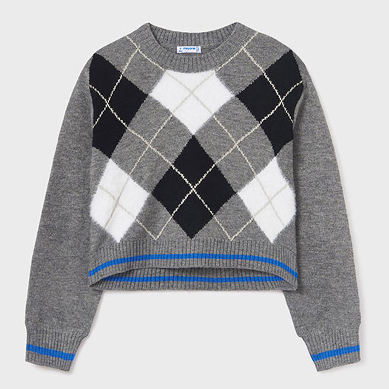 Mayoral - Argyle Print Crewneck Sweater - Grey