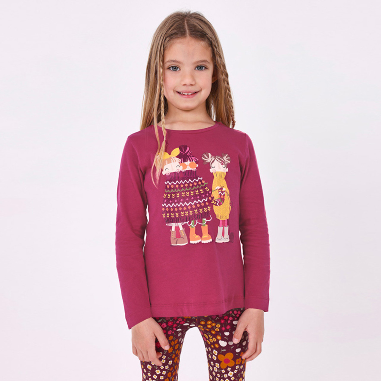 Mayoral Fall Fashionistas Knit L/S Tee - Raspberry