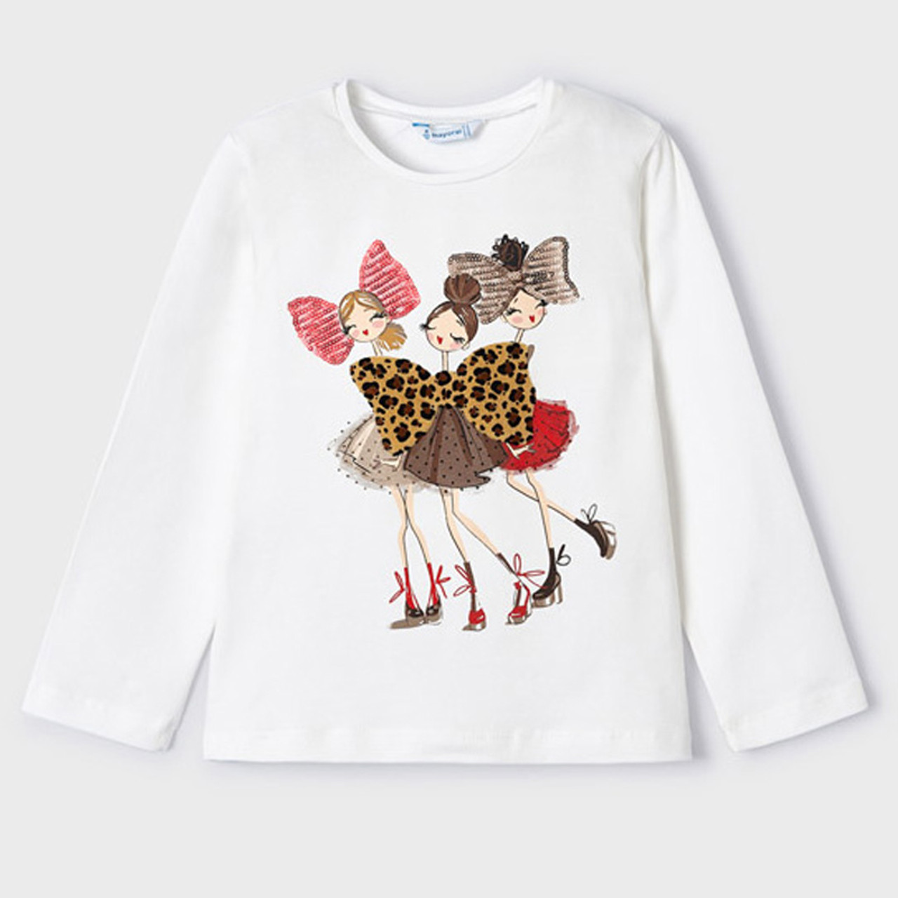 Mayoral Big Bow Fashionistas Knit L/S Tee - White