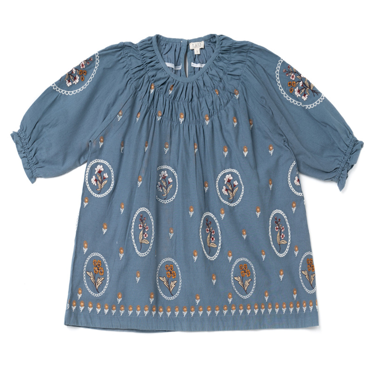 Lali Kids - Floral Embroidered Tulip Dress - Blue