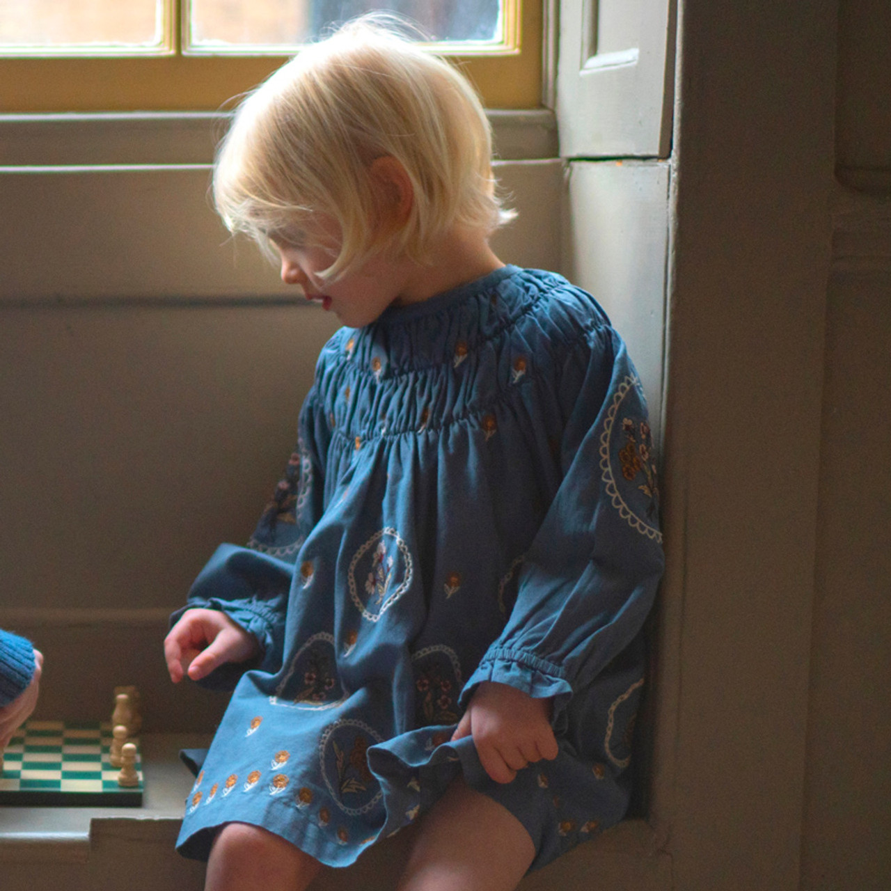 LALi KIDS TULIP DRESS BLUE EMBROIDERY 2yワンピース | www