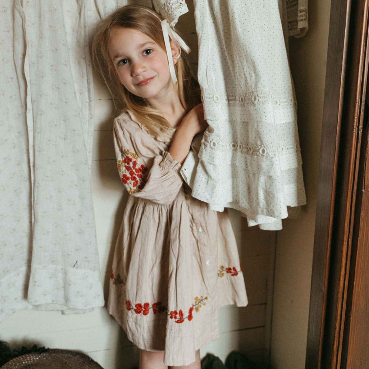 Lali Kids - Floral Embroidered Ivy Dress - Moonlight