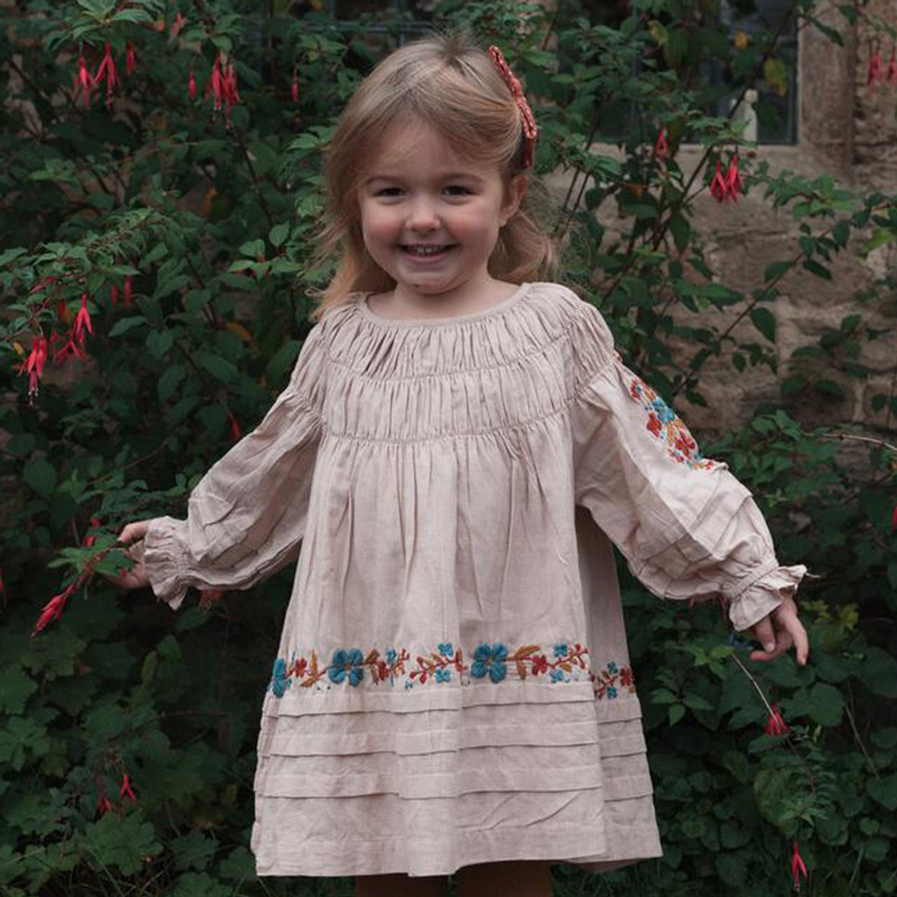 Lali Kids Floral Embroidered Tulip Dress - Moonlight - size 4