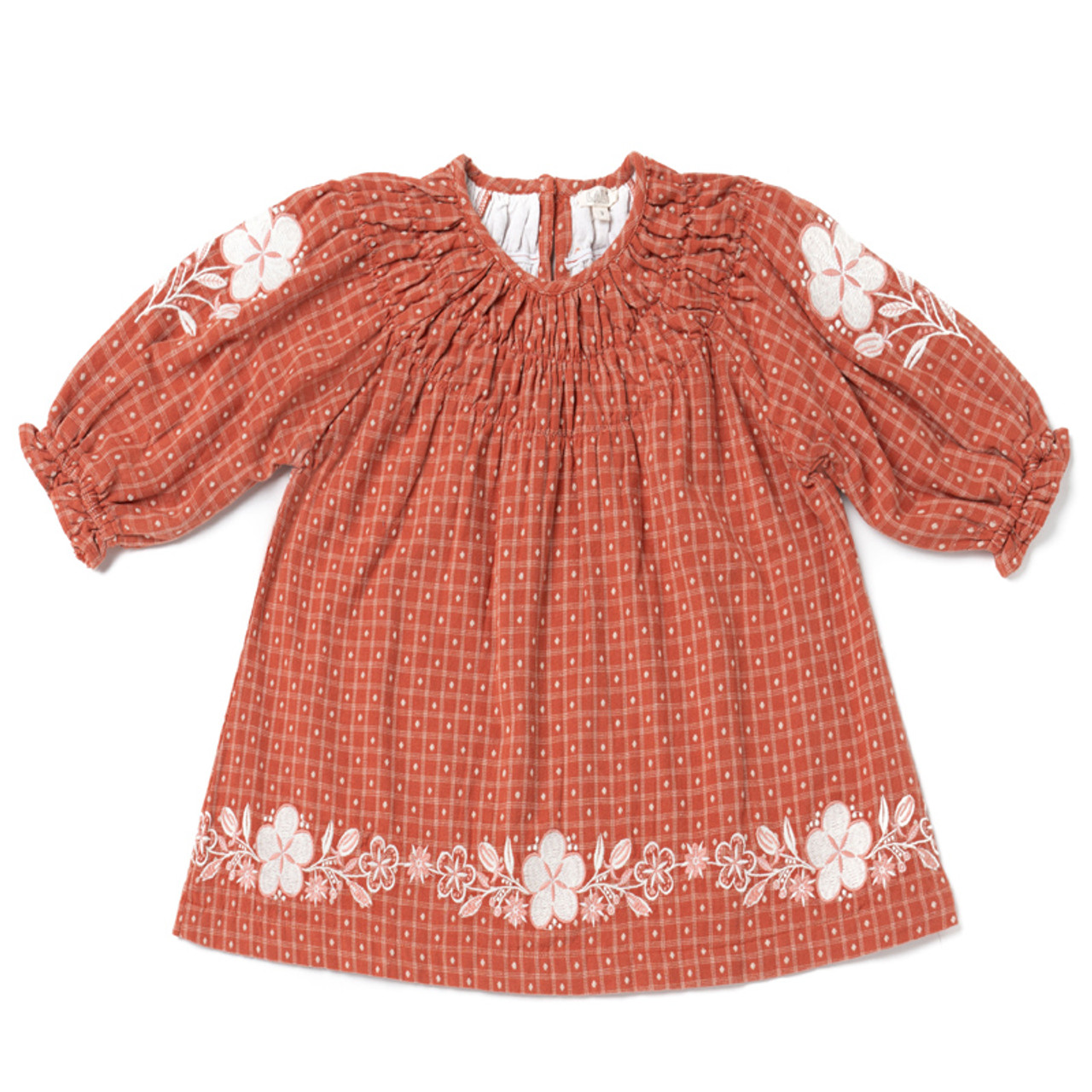 Lali Kids - Floral Embroidered Tulip Dress - Auburn