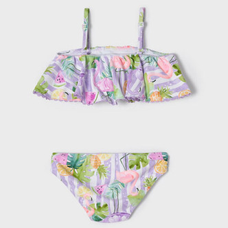 Mayoral          Ruffled 2pc Bikini Swimsuit - Fruity Lilac Stripe - size 7