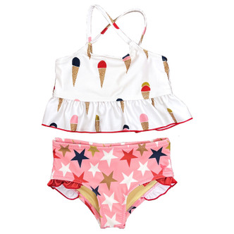 Pink Chicken                  Joy 2pc Tankini Swimsuit - Ice Cream & Stars
