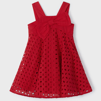 Mayoral                Eyelet Sundress w/Bow Accent - Red