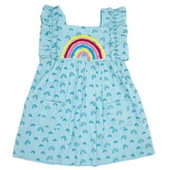 Cheeni Happy Rainbow Dress - Aqua