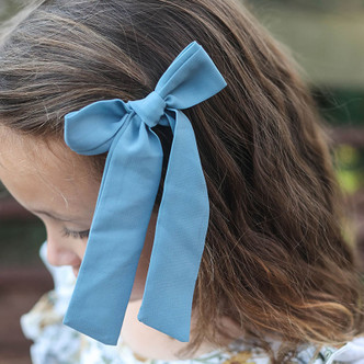 Be Girl Clothing         Harvest Wishes Long Tail Bow - Dusty Blue - size One Size