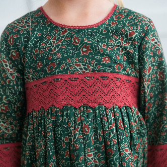 Yo Baby Crocheted Tiered Dress - Green Paisley