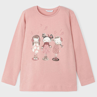 Mayoral      Choral Gals Knit L/S Tee - Pink