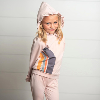 Oopsie Daisy      Rainbow 2pc Hooded Jacket & Pants Set - Blush Pink - size 7/8