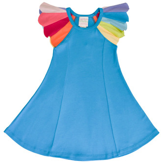 Lemon Loves Lime                  Rainbow Flutter Dress - Scuba Blue **PRE-ORDER**