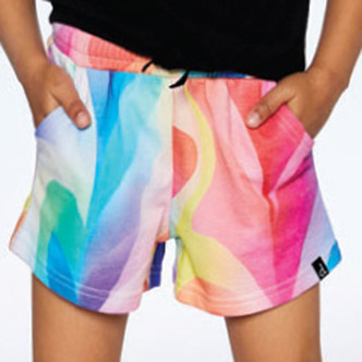 Deux Par Deux               Paparazzi Girls French Terry Short - Rainbow Heart