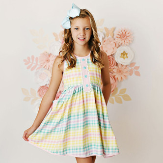 Swoon Baby by Serendipity            Rainbow Bright Rainbow Gingham Dress - size 4