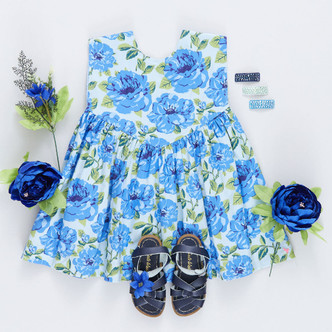 Pink Chicken         Gracie Dress - Blue Peonies