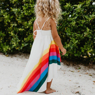 Oopsie Daisy          Hi-Lo Strappy Sundress - Vivid Rainbow