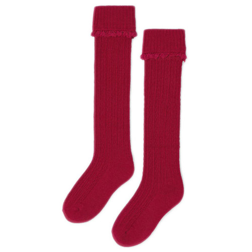 Mayoral    Cable Knit Cuffed Knee Socks - Red - size 6
